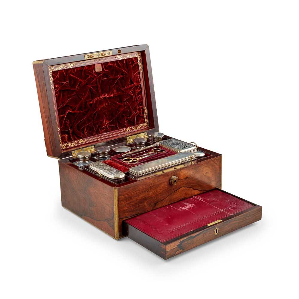 VICTORIAN BRASS-BANDED ROSEWOOD