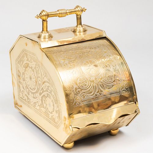 VICTORIAN BRASS COAL SCUTTLE AND