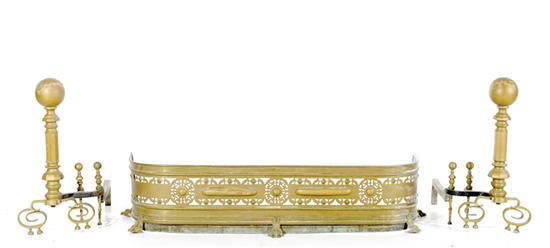 Victorian brass fire fender and