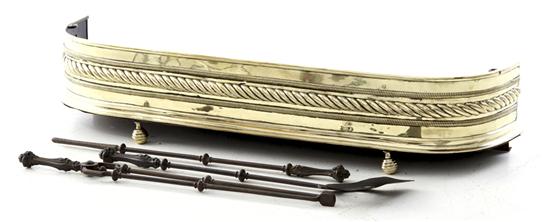 Victorian brass fire fender and