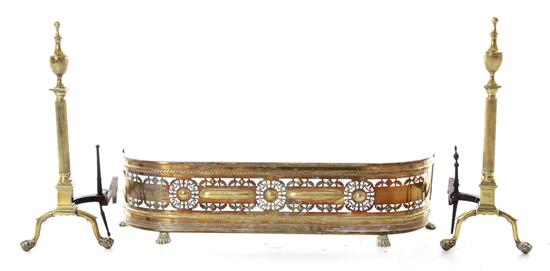 Victorian brass fire fender with