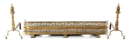 Victorian brass fire fender with