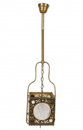 VICTORIAN BRASS & GLASS CEILIN