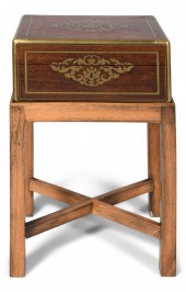 VICTORIAN BRASS INLAID ROSEWOO