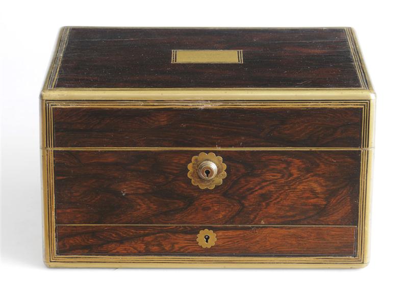 VICTORIAN BRASS-INLAID ROSEWOOD