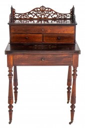 VICTORIAN BRASS-INLAID ROSEWOO