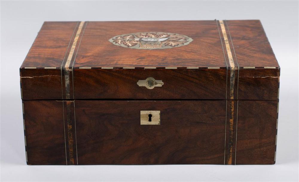 VICTORIAN BRASS INLAID ROSEWOOD