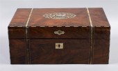 VICTORIAN BRASS INLAID ROSEWOO