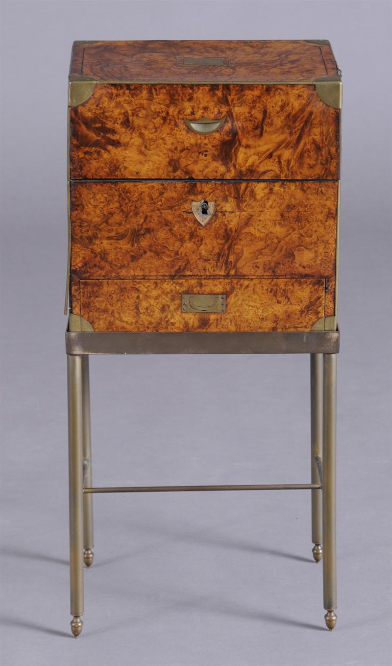 VICTORIAN BRASS-MOUNTED BURLWOOD