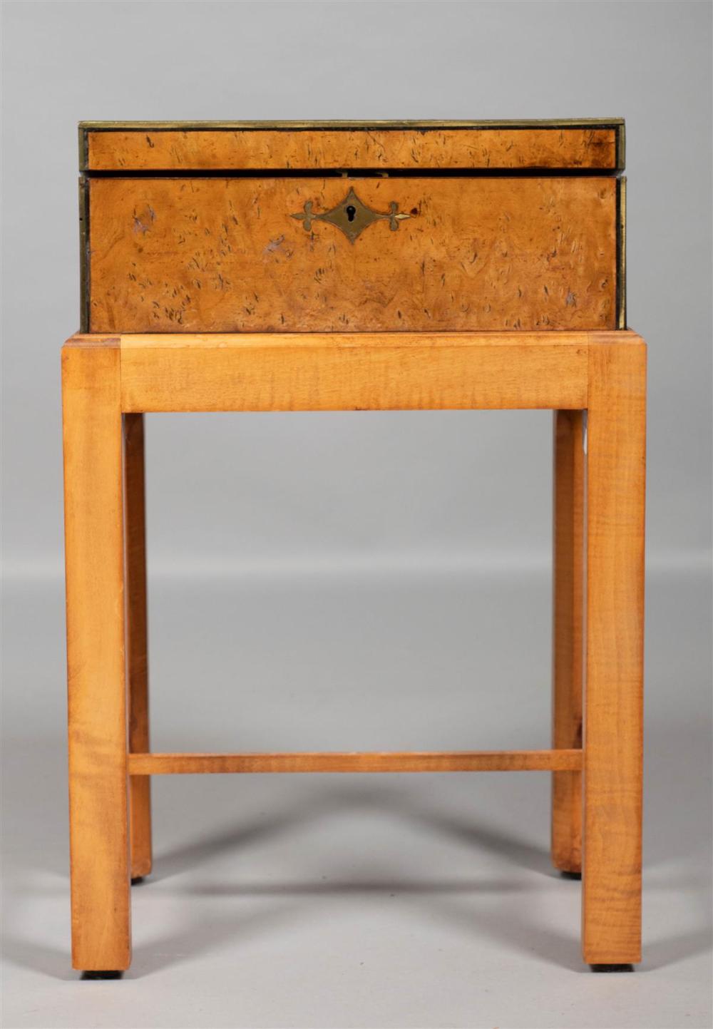 VICTORIAN BRASS MOUNTED BURLWOOD
