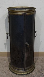 VICTORIAN BRASS MOUNTED TIN CY