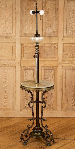 VICTORIAN BRASS ONYX OIL LAMP
