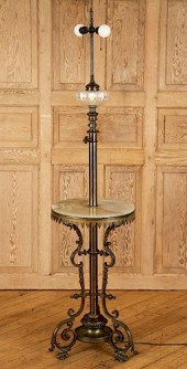 VICTORIAN BRASS ONYX OIL LAMP