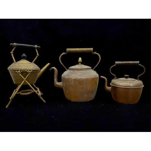 VICTORIAN BRASS SPIRIT KETTLE,