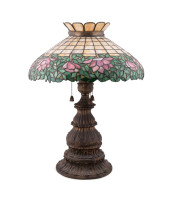 VICTORIAN BRASS & STAINED GLAS