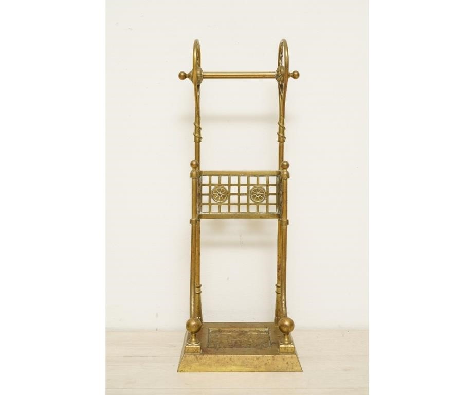 Victorian brass umbrella stand,