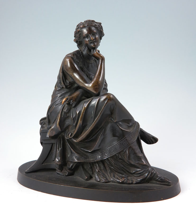 VICTORIAN BRONZE SEATED FEMALE