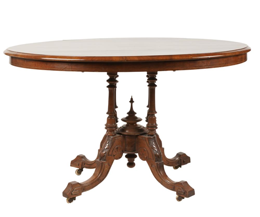 VICTORIAN BURL TILT-TOP OVAL CENTER