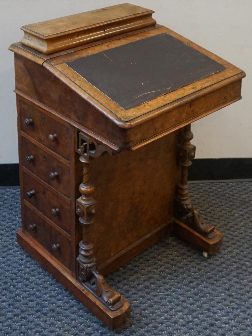VICTORIAN BURL WALNUT DAVENPORT