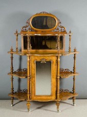 VICTORIAN BURL WALNUT ETAGERE,