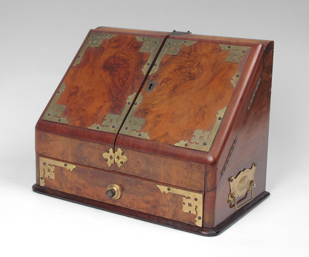 VICTORIAN BURL WOOD DOCUMENT BOX:
