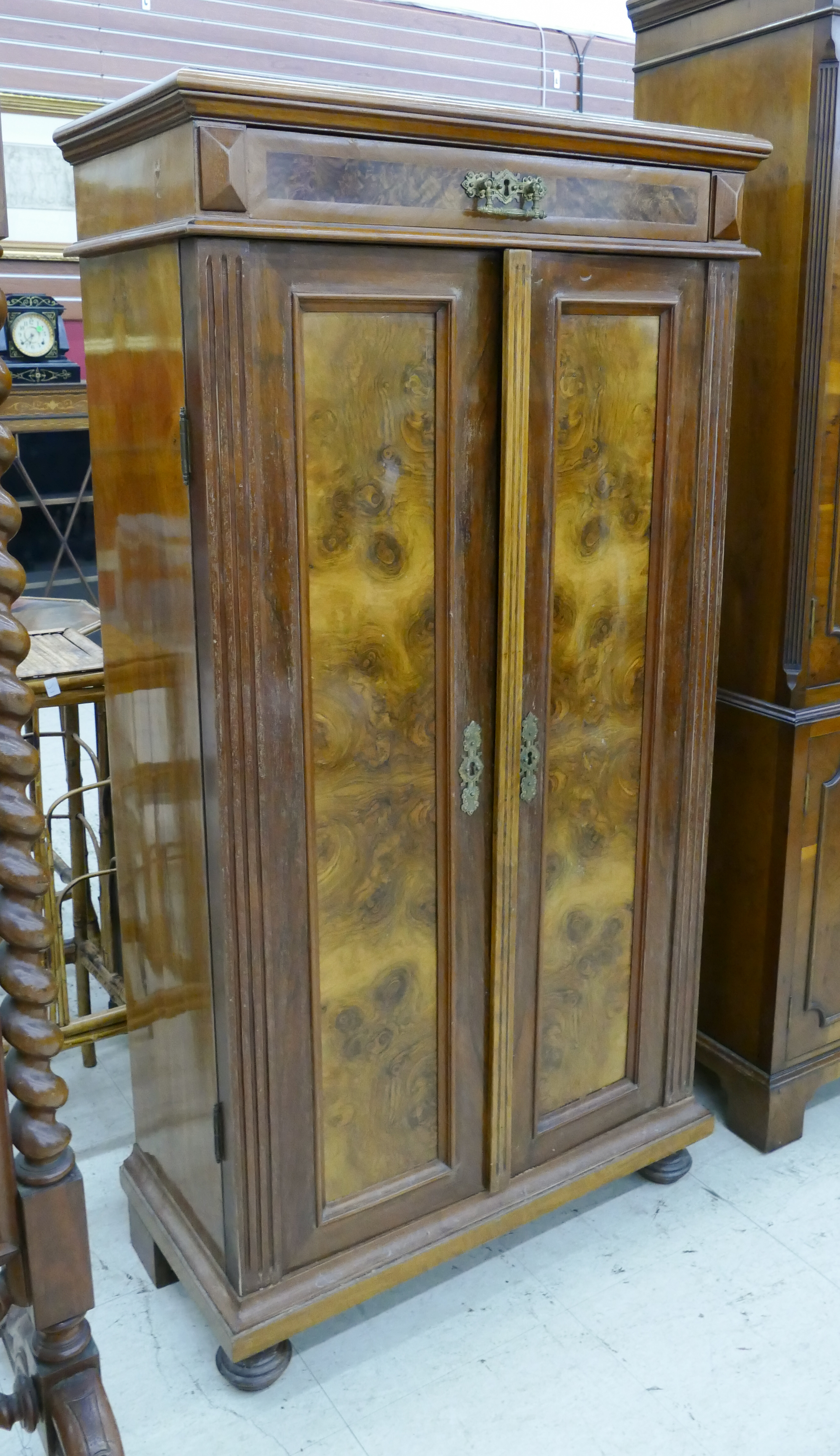 Victorian Burled Walnut Wardrobe