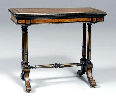 Victorian burlwood games table,