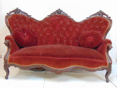 VICTORIAN CAMELBACK SOFA WITH