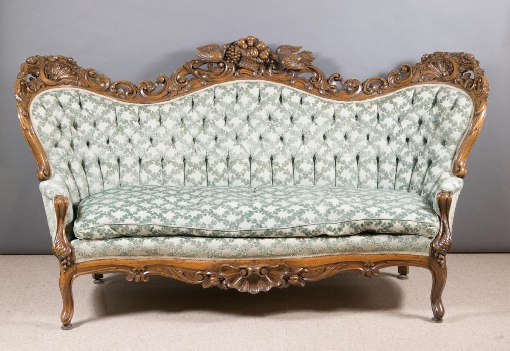 VICTORIAN CARVED AND UPHOLSTERED