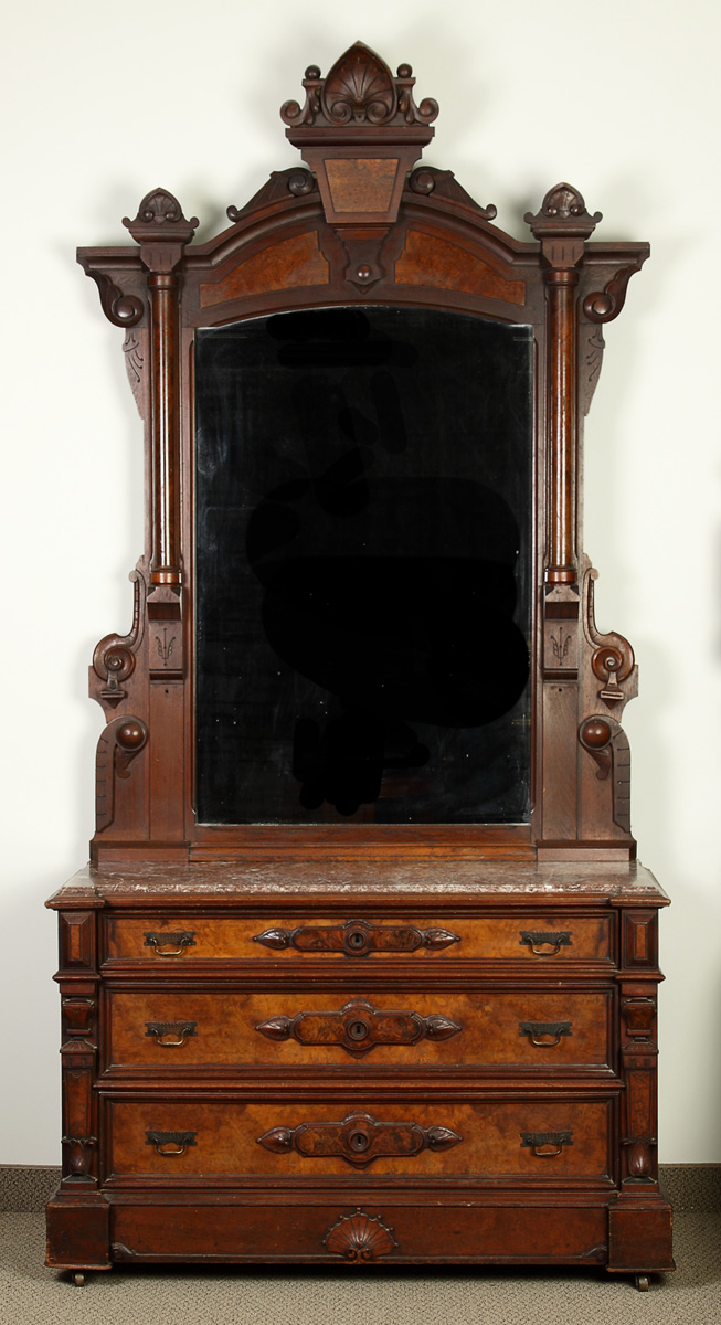 Victorian Carved & Burl Walnut