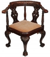 VICTORIAN CARVED CORNER CHAIR