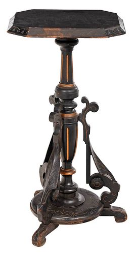 VICTORIAN CARVED, EBONIZED,