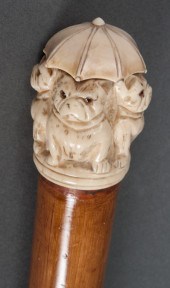 Victorian carved ivory and map