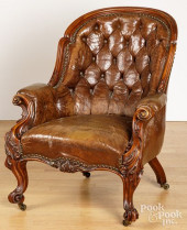 VICTORIAN CARVED MAHOGANY ARMC