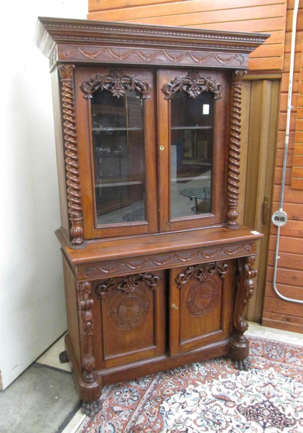 VICTORIAN CARVED MAHOGANY CABINET