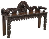 VICTORIAN CARVED OAK HALL BENC