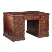 VICTORIAN CARVED OAK PEDESTAL