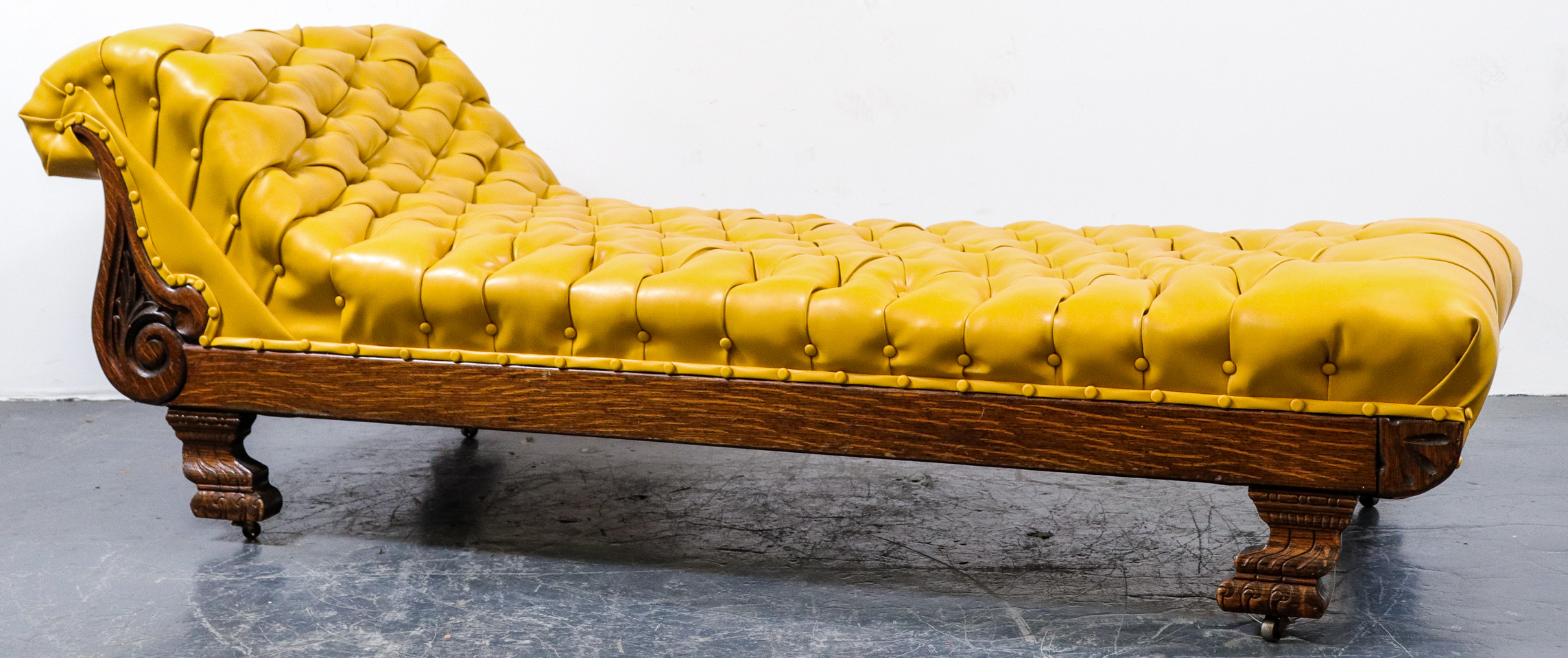 VICTORIAN CARVED OAK TUFTED