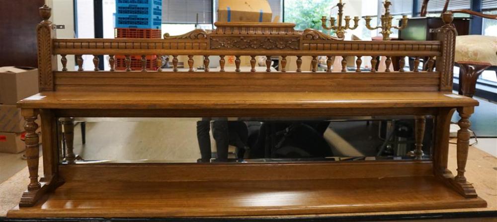 VICTORIAN CARVED OAK WALL SHELF,