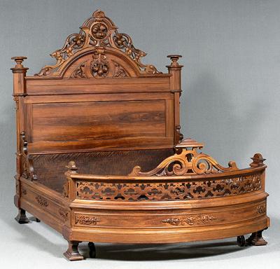 Victorian carved rosewood bedstead,