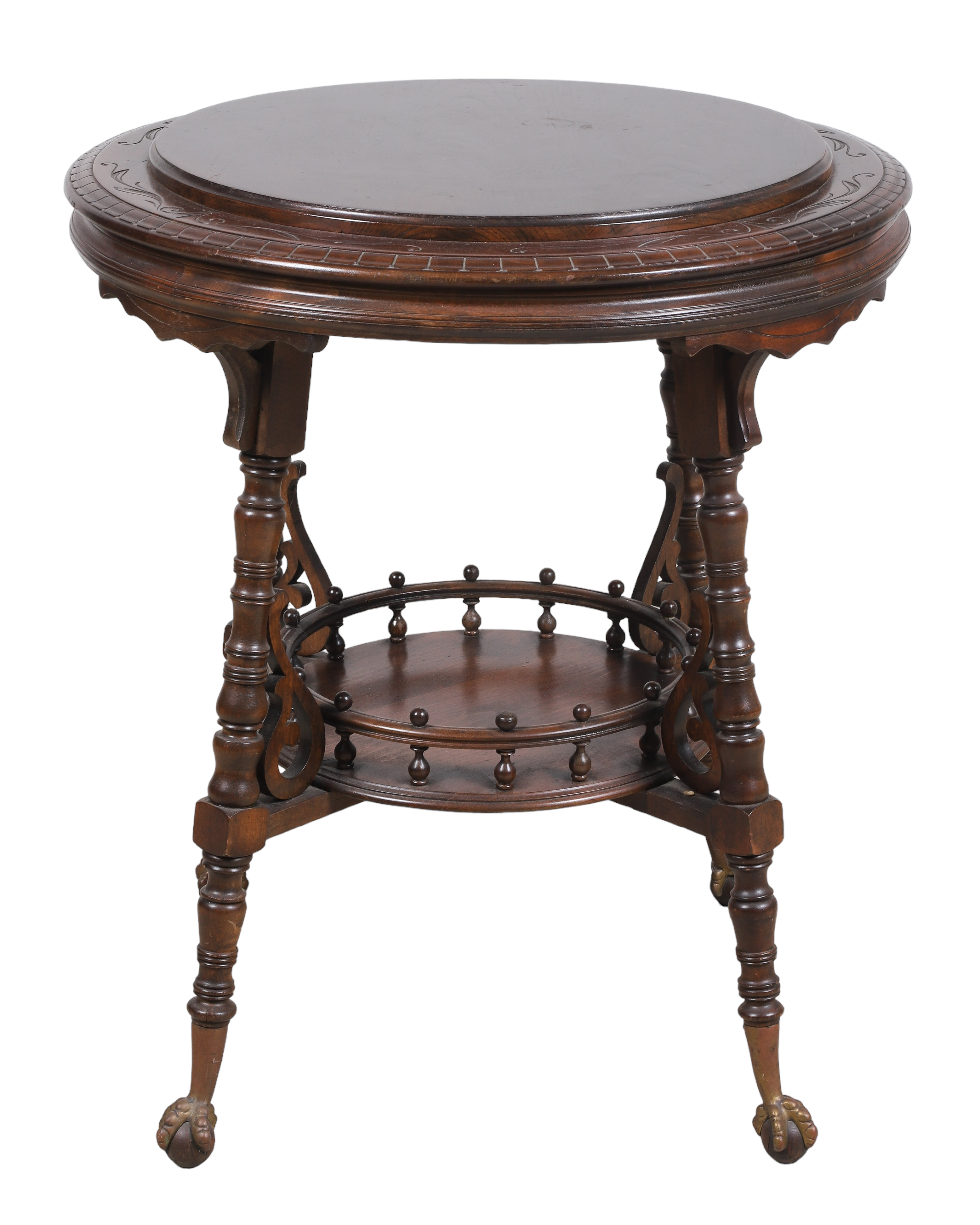 Victorian carved walnut 2-tier lamp