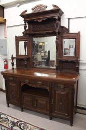 VICTORIAN CARVED WALNUT AND BU