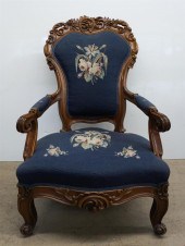 VICTORIAN CARVED WALNUT AND NE