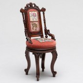 VICTORIAN CARVED WALNUT AND NE