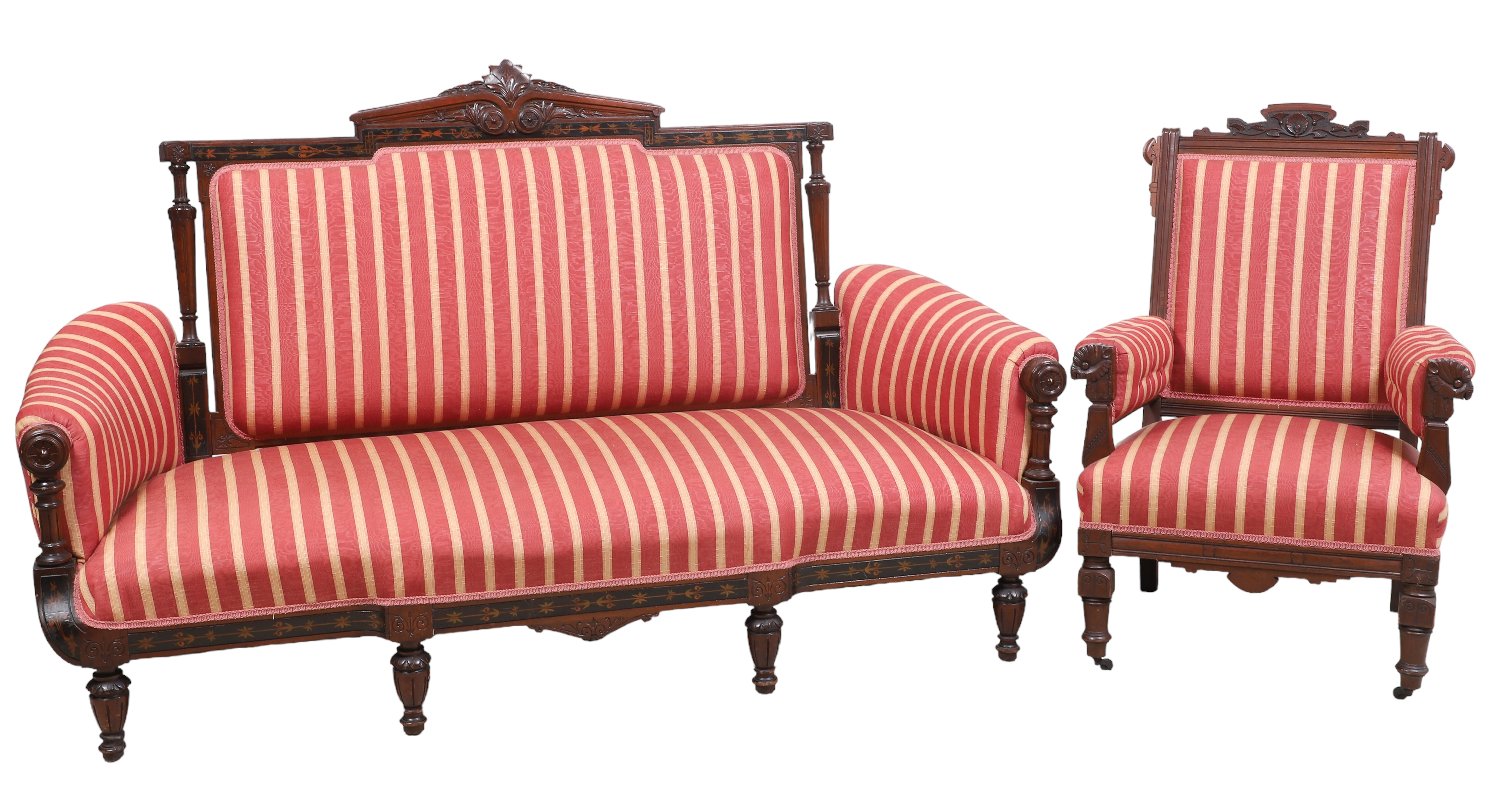 Victorian carved walnut inlaid