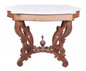 Victorian carved walnut marble