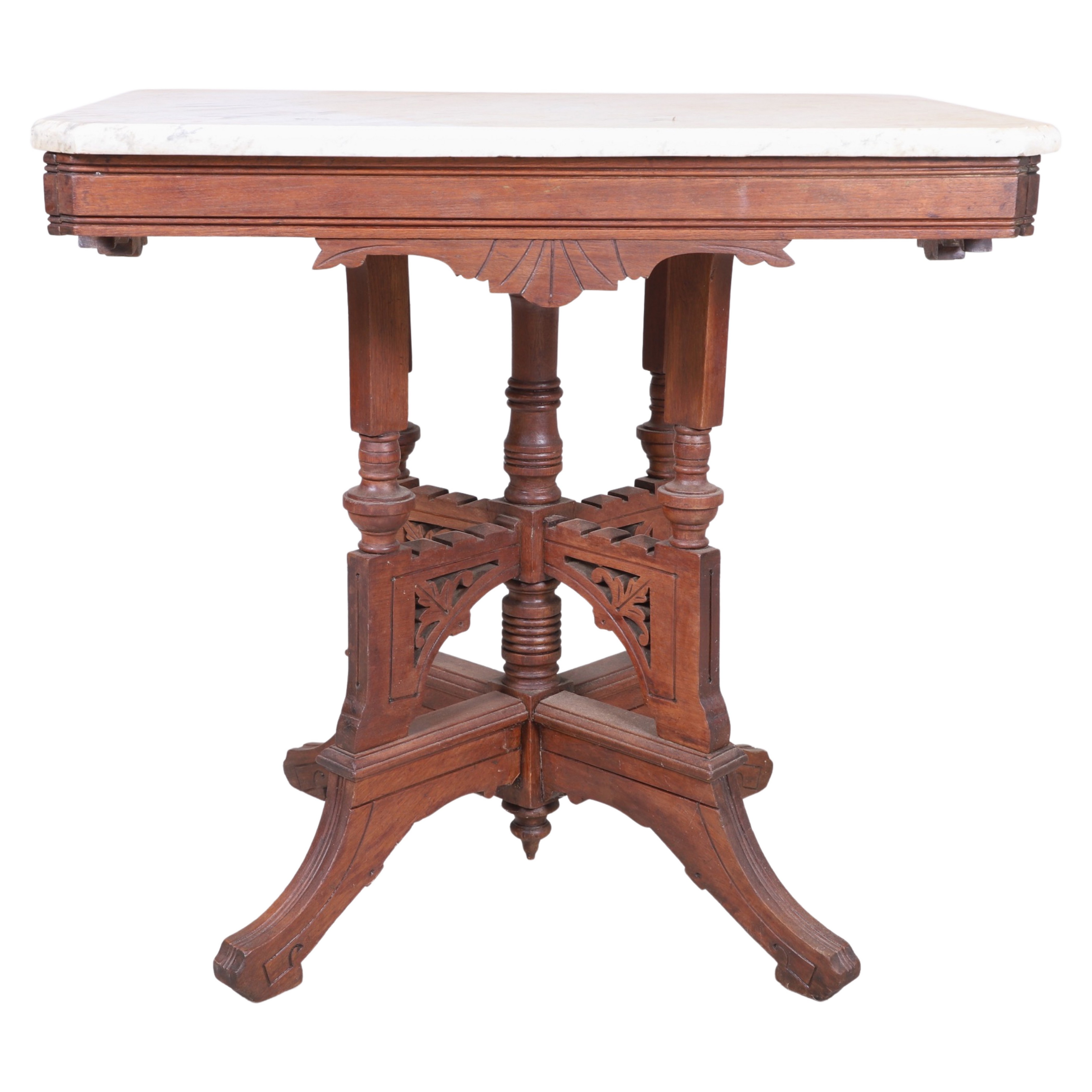 Victorian carved walnut marbletop
