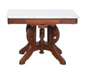 Victorian carved walnut marble