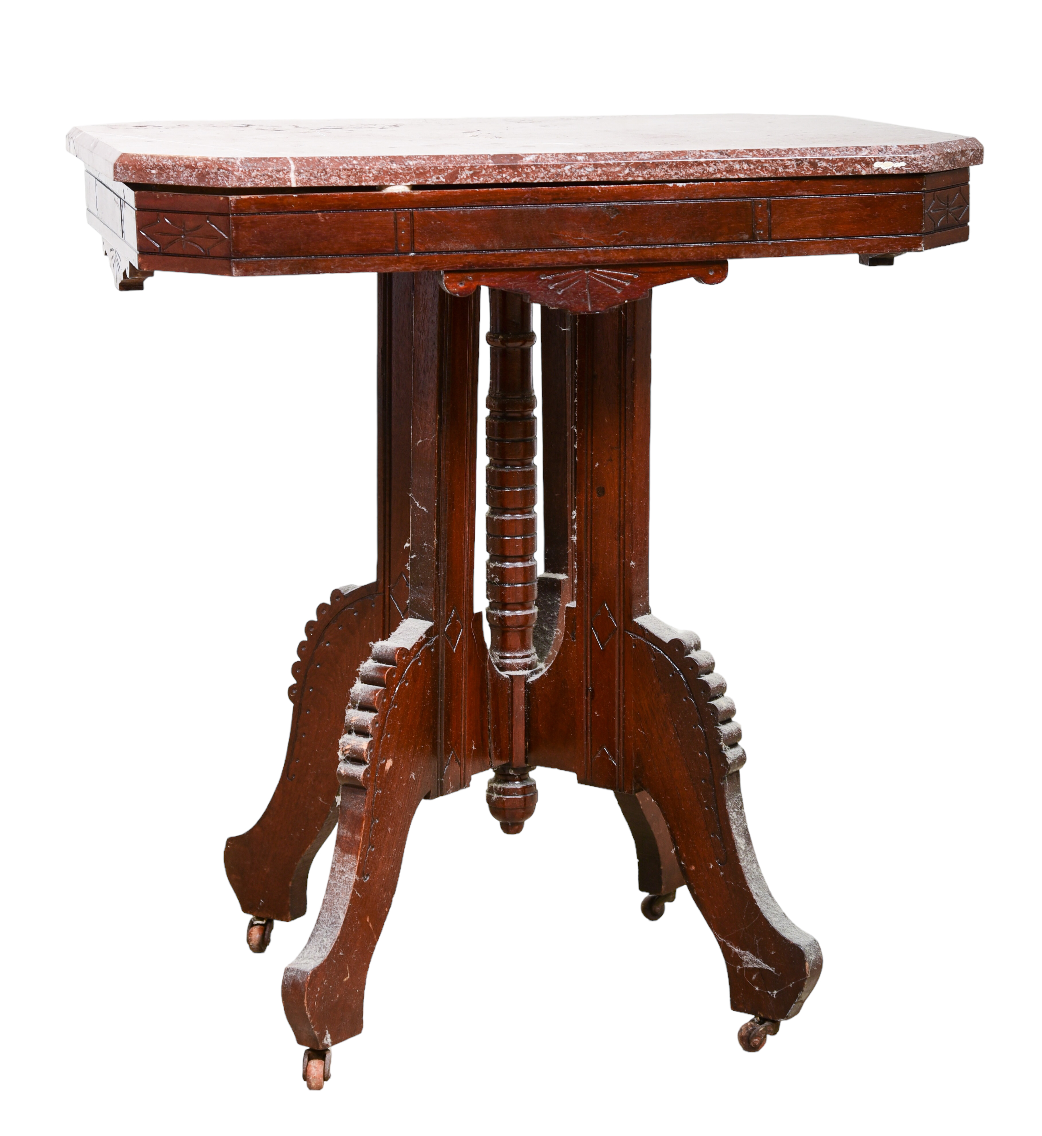 Victorian carved walnut marbletop