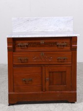 Victorian carved walnut marble